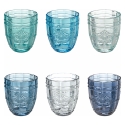 Set aus 6 Wassergläsern 265ml aus Glas mit arabeskem Design Syrah Ocean Aktion