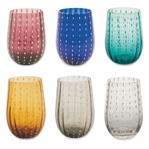 Set von 6 Wassergläsern 240ml aus Glas mit strukturierter Oberfläche Shiraz Aktion