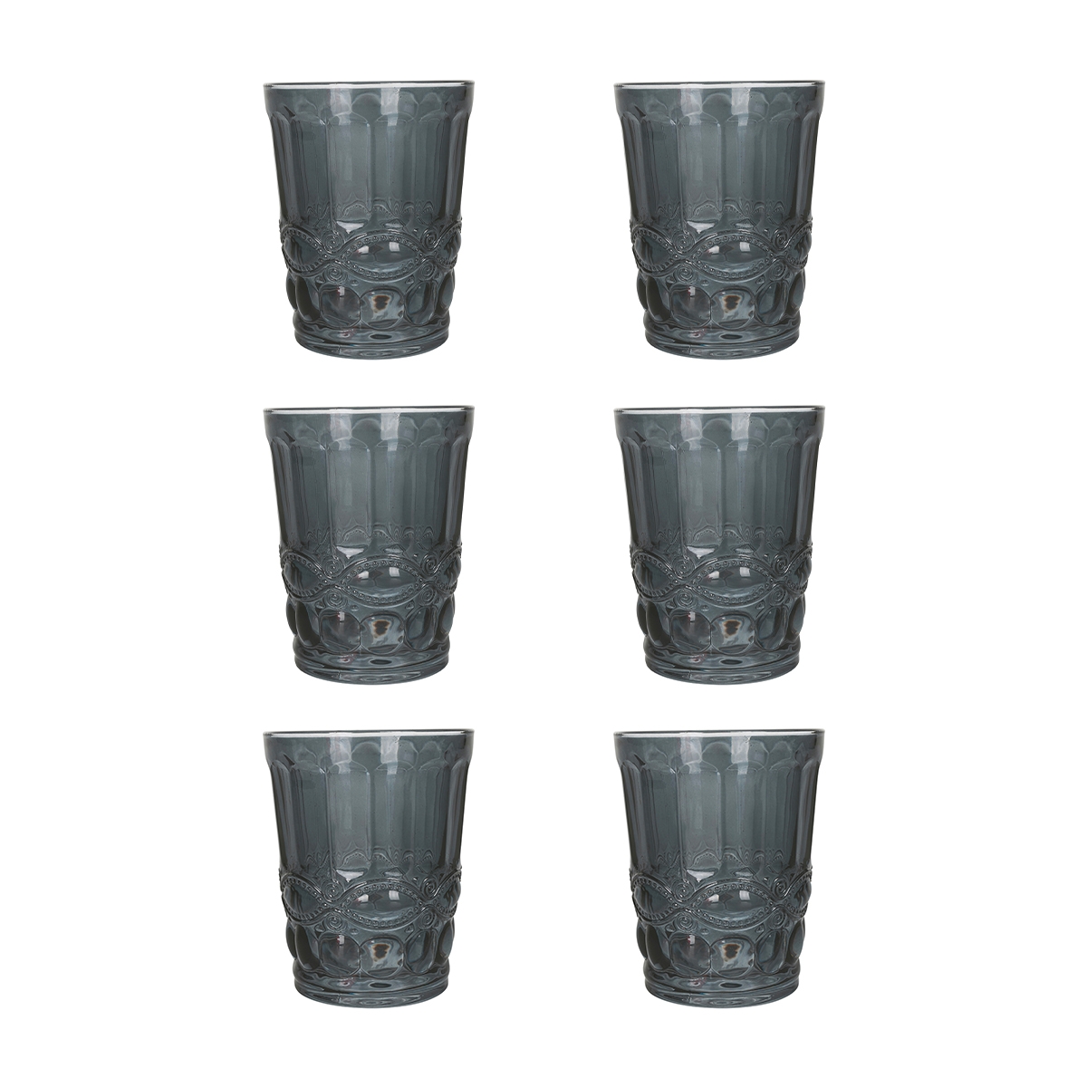 Set aus 6 Wassergläsern 240ml mit Reliefdekor Nobilis Aktion