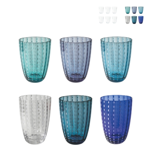 6er-Set Glas-Wassergläser mit weißen Punkten 300 ml Kalahari Aktion