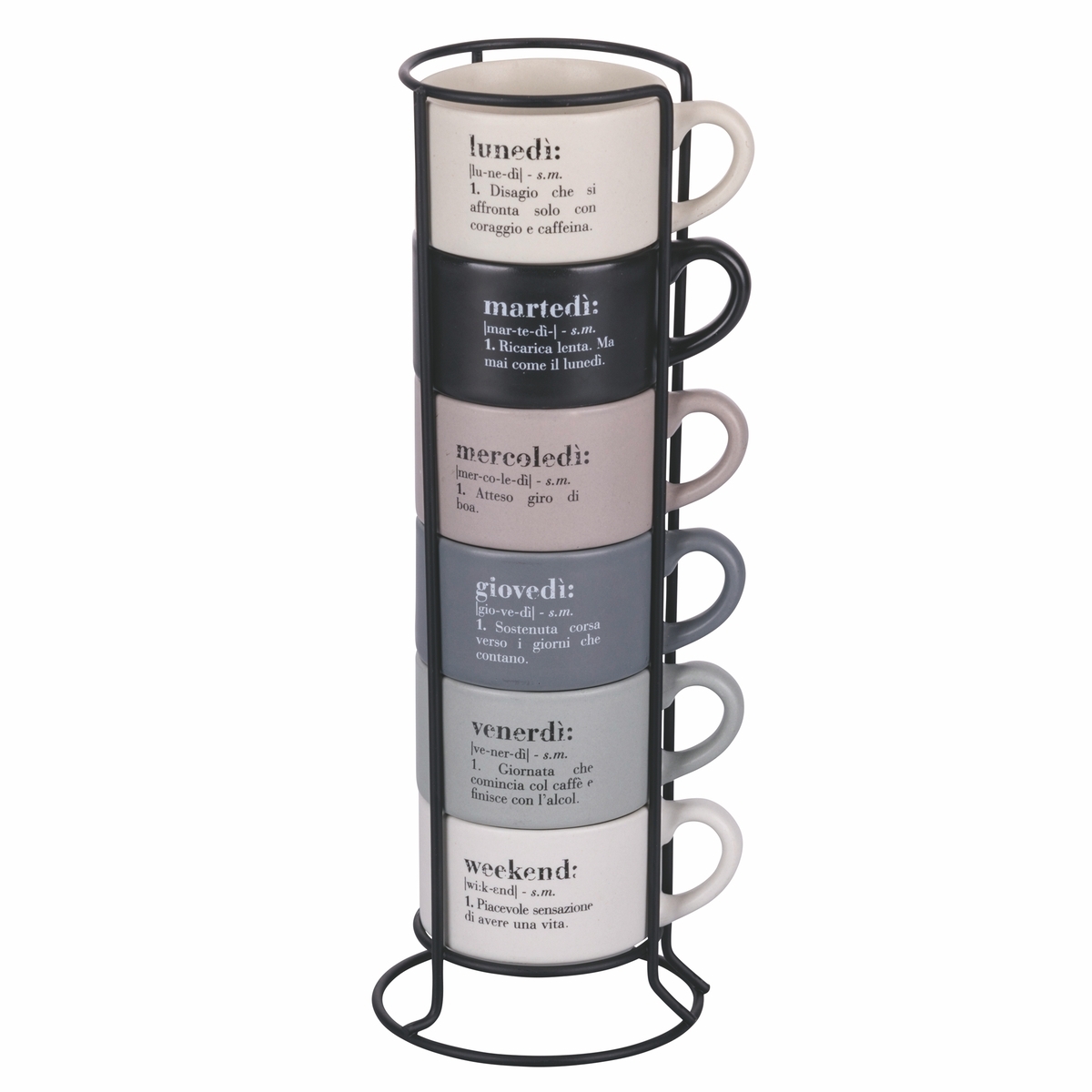 Set aus 6 Porzellan-Espressotassen 90ml mit Ständer Victionary Week Aktion Set aus 6 Porzellan-Espressotassen 90ml mit Ständer Victionary Week Aktion