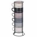 Set aus 6 Porzellan-Espressotassen 90ml mit Ständer Victionary Week Modell
