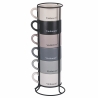 Set aus 6 Porzellan-Espressotassen 90ml mit Ständer Victionary Week Modell