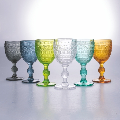 Set mit 6 farbigen Gläsern 210ml mit strukturierter Oberfläche New Mexico Aktion