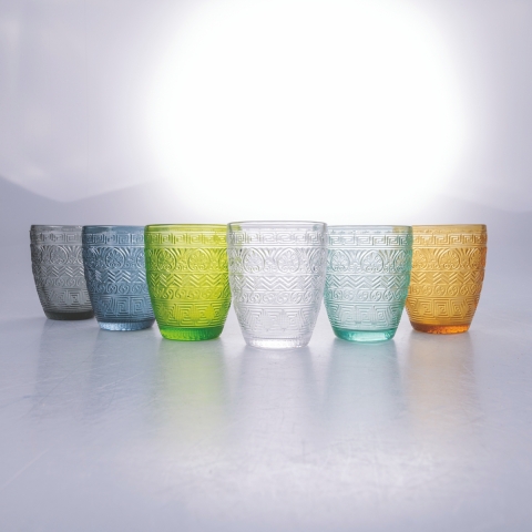 Set mit 6 farbigen Trinkgläsern aus Glas 300ml New Mexico A Aktion