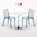 Weiß Quadratisch Tisch und 2 Stühle Farbiges Transparent Grand Soleil Cristal Light Titanium Angebot
