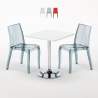 Weiß Quadratisch Tisch und 2 Stühle Farbiges Transparent Grand Soleil Cristal Light Titanium Angebot