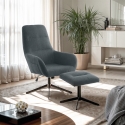 Sessel Relax ergonomisch aus grauem Stoff mit Fußhocker Asher Verkauf