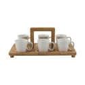 6er-Set Esspressotassen aus Porzellan 90 ml mit Tablett Essential Rabatte