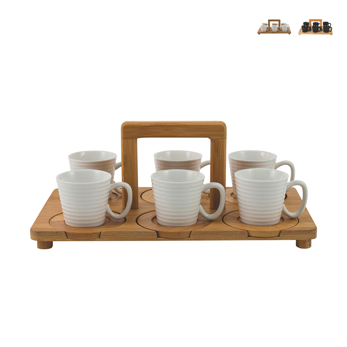 6er-Set Esspressotassen aus Porzellan 90 ml mit Tablett Essential Aktion 6er-Set Esspressotassen aus Porzellan 90 ml mit Tablett Essential Aktion