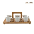 6er-Set Esspressotassen aus Porzellan 90 ml mit Tablett Essential Aktion