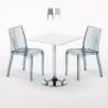 Weiß Quadratisch Tisch und 2 Stühle Farbiges Transparent Grand Soleil Dune Titanium