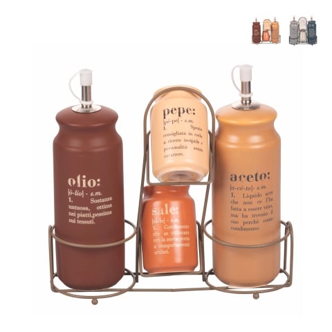 5-teiliges Gewürz-Set mit Steinzeug-Ölflasche Victionary A Aktion