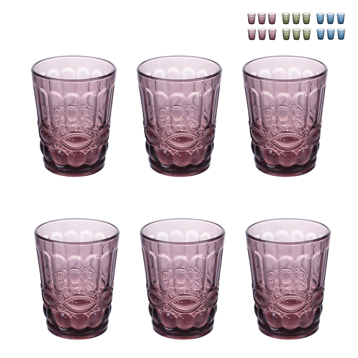 Set aus 6 Wassergläsern 280ml mit Reliefdekor Nobilis 2 Angebot
