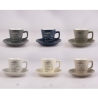 Set aus 6 Kaffeetassen aus Steingut 100ml mit Untertasse und Ständer Victionary K Aktion