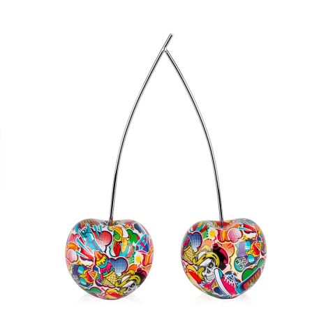 Skulptur Kirschpaar Harz Graffiti Pop Art Alma-PA Aktion