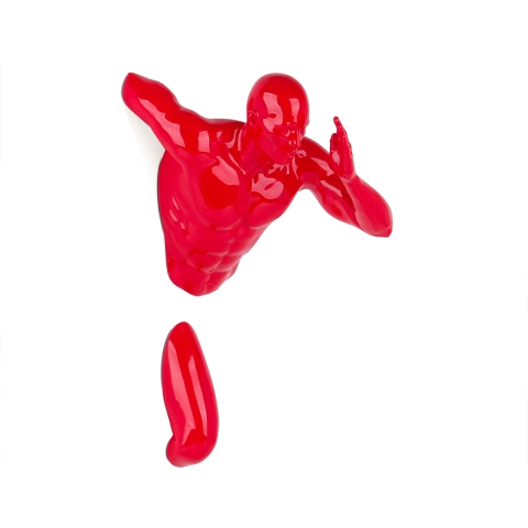 Wandskulptur aus Kunstharz Läufer mit roter Lackierung Doro-L Aktion