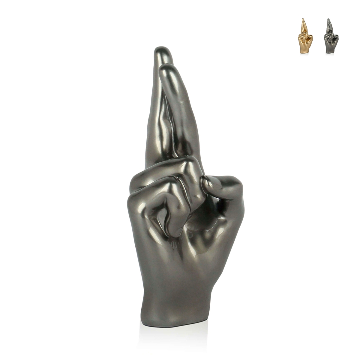 Skulptur Harz Metalleffekt gekreuzte Finger moderne Statue Aira Aktion Skulptur Harz Metalleffekt gekreuzte Finger moderne Statue Aira Aktion