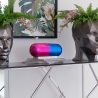 Skulptur modern aus Harz mit Metalleffekt Pille in blau und fuchsia Sira-BV Verkauf