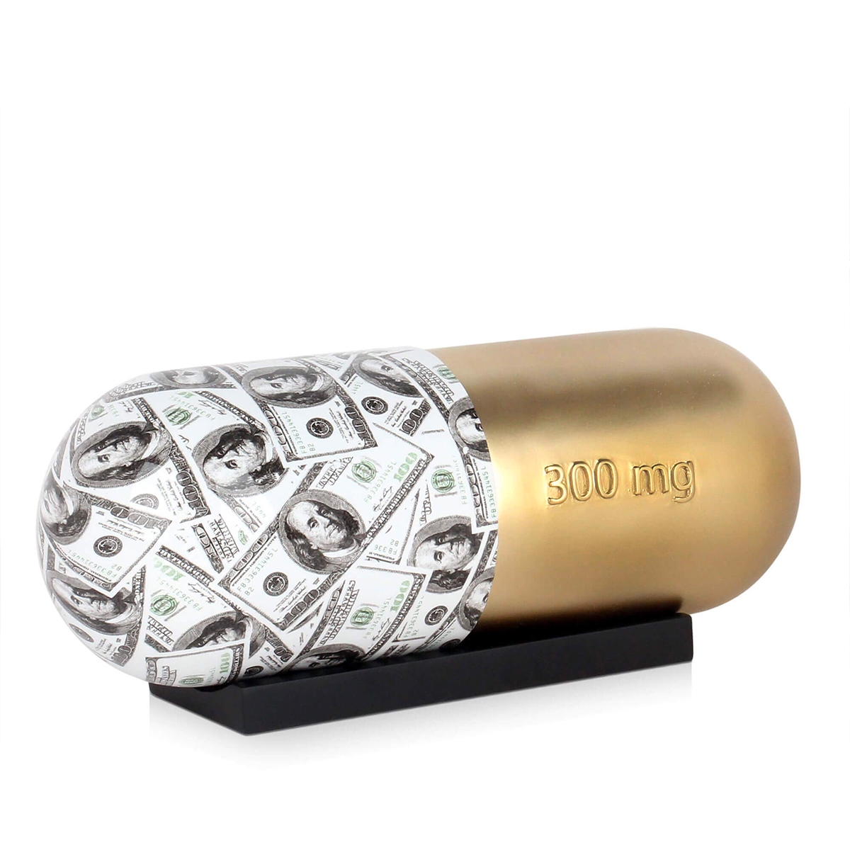 Skulptur Harz goldfarben mit Metalleffekt Pille Dollar Sira-WB Aktion Skulptur Harz goldfarben mit Metalleffekt Pille Dollar Sira-WB Aktion