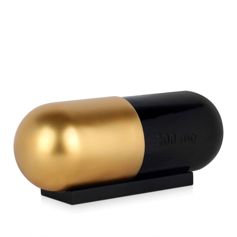 Skulptur Harz modern Pille gold und schwarz Sira-GB Aktion