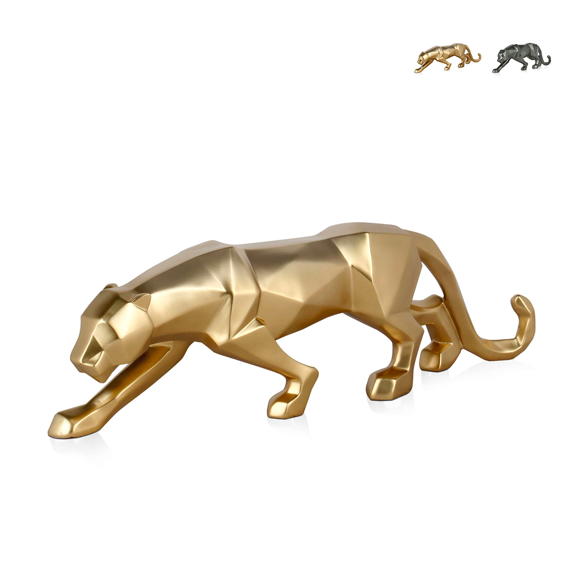 Skulptur Panther Low Poly aus Kunstharz mit Metalleffekt Kari-M Aktion Skulptur Panther Low Poly aus Kunstharz mit Metalleffekt Kari-M Aktion