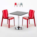 Schwarz Quadratisch Tisch und 2 Stühle Farbiges Polypropylen-Innenmastenset Grand Soleil Femme Fatale Phantom