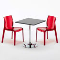 Schwarz Quadratisch Tisch und 2 Stühle Farbiges Polypropylen-Innenmastenset Grand Soleil Femme Fatale Phantom