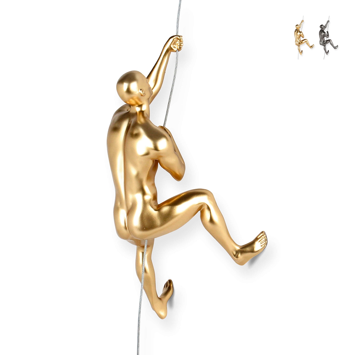 Wandskulptur aus Kunstharz Kletterer mit Metalleffekt Design Vero-M Lagerbestand