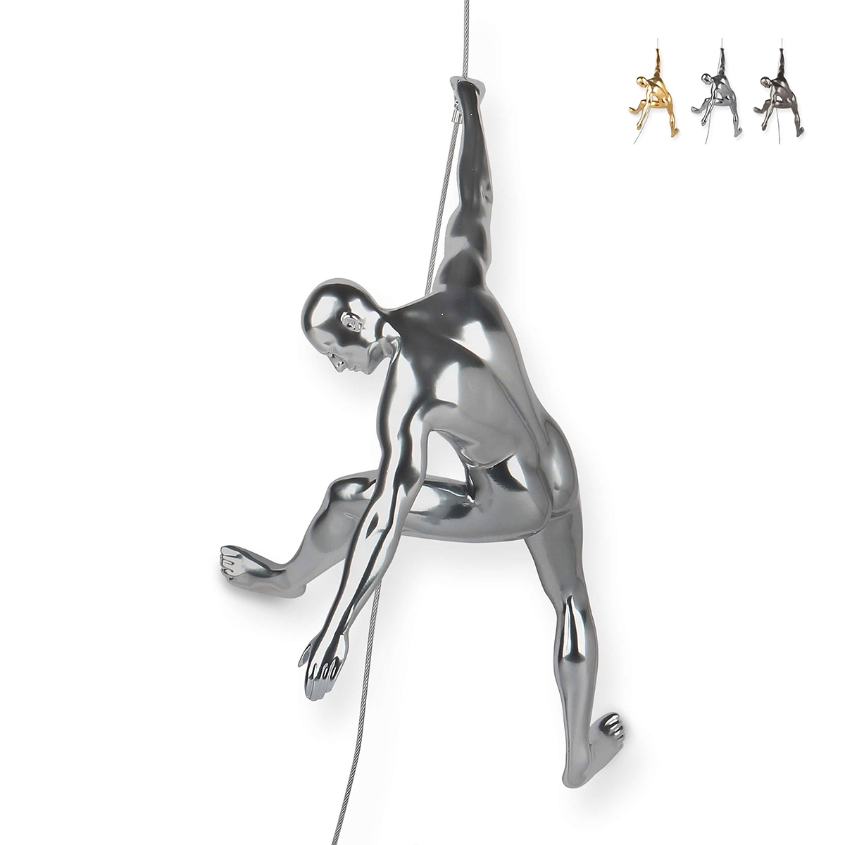 Statuette Kletterer Harz Wandskulptur Metalleffekt Bata-M Aktion