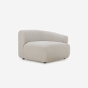 Sofa modular bogenförmig 2-Sitzer aus beigem Stoff Yuna-2 Lagerbestand