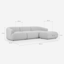 Sofa modular 3-Sitzer geschwungen mit Hocker aus Stoff Yuna-3P 