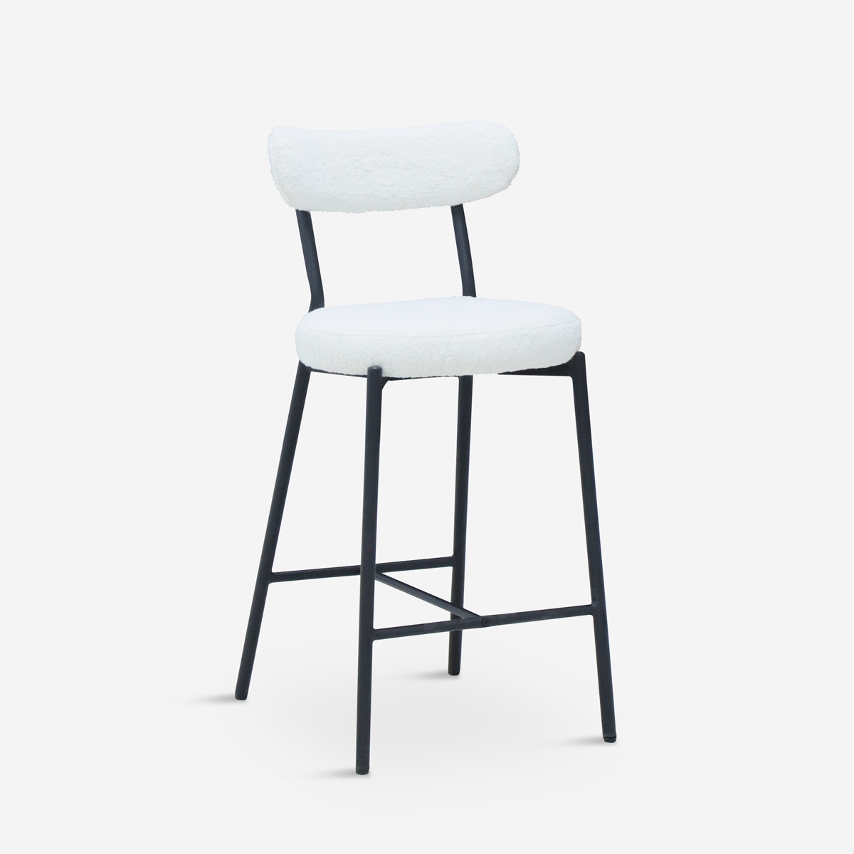 Hocker hoch modern Küche mit weißer Bouclé-Rückenlehne Opos