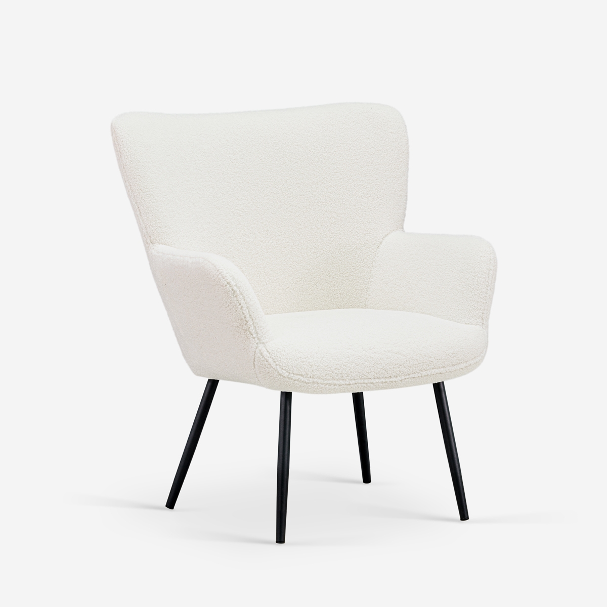 Sessel Wohnzimmer modern aus weißem Bouclé-Stoff Womb
