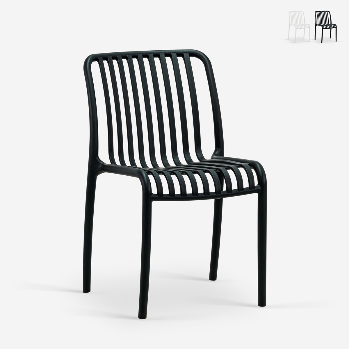 Stuhl draußen Garten modern schwarz weiß Polypropylen Sawas