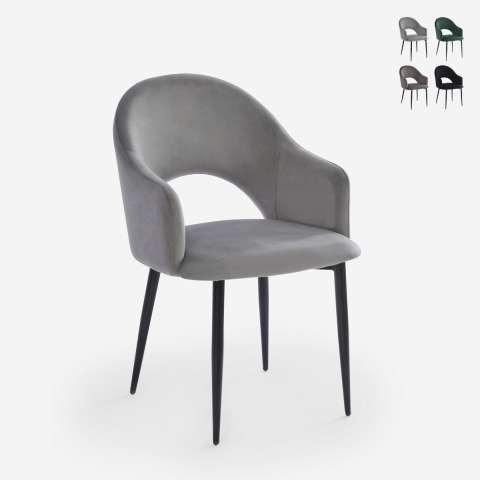 Stuhl mit Armlehnen modern aus Samt für Esszimmer und Küche Rozan Aktion