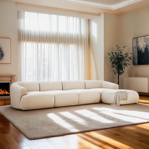 Sofa 4-Sitzer modular mit Hocker Design modern Yuna-4P Aktion