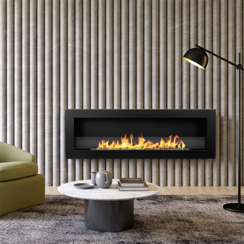 Einbau-Bioethanol-Kamin für Wandmontage Biokamin 120x40 Livorno 120 schwarz Aktion