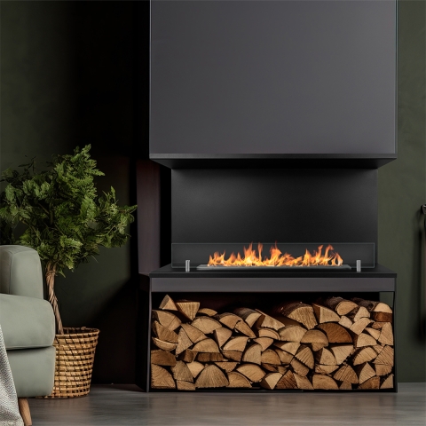 Bioethanol-Kamin Einbaukamin mit 3 offenen Seiten 90x45 Trevi 90 Aktion