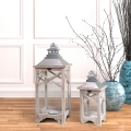 Set aus 2 Shabby-Chic-Laternen mit grauem Holz-Kerzenhalter Kediri Aktion