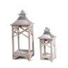 Set aus 2 Shabby-Chic-Laternen mit grauem Holz-Kerzenhalter Kediri Verkauf