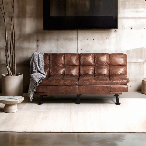 Schlafsofa 2-Sitzer Kunstleder mit verstellbarer Rückenlehne Hori Aktion