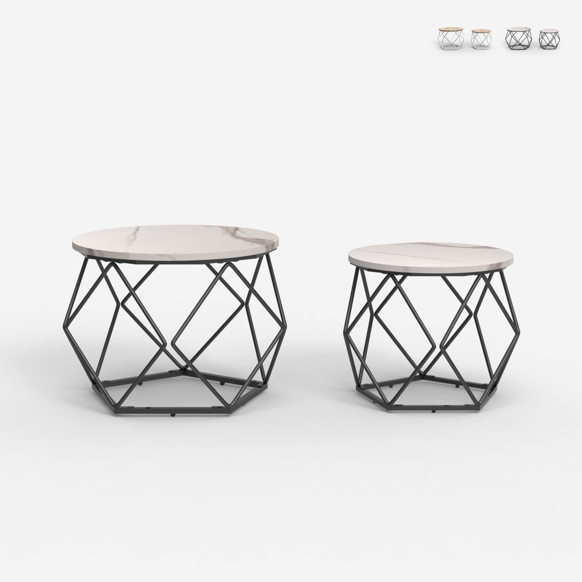 Couchtische 2er Set modernes Design mit Metallfuß Aragonite Aktion Couchtische 2er Set modernes Design mit Metallfuß Aragonite Aktion