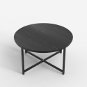 Wohnzimmertisch rund 80 cm mit Marmoreffektplatte Granato Lagerbestand