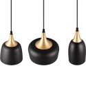 Moderne Pendelleuchte 3-flammig aus schwarzem und goldenem Metall Sudar Sales