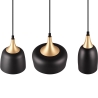 Moderne Pendelleuchte 3-flammig aus schwarzem und goldenem Metall Sudar Sales
