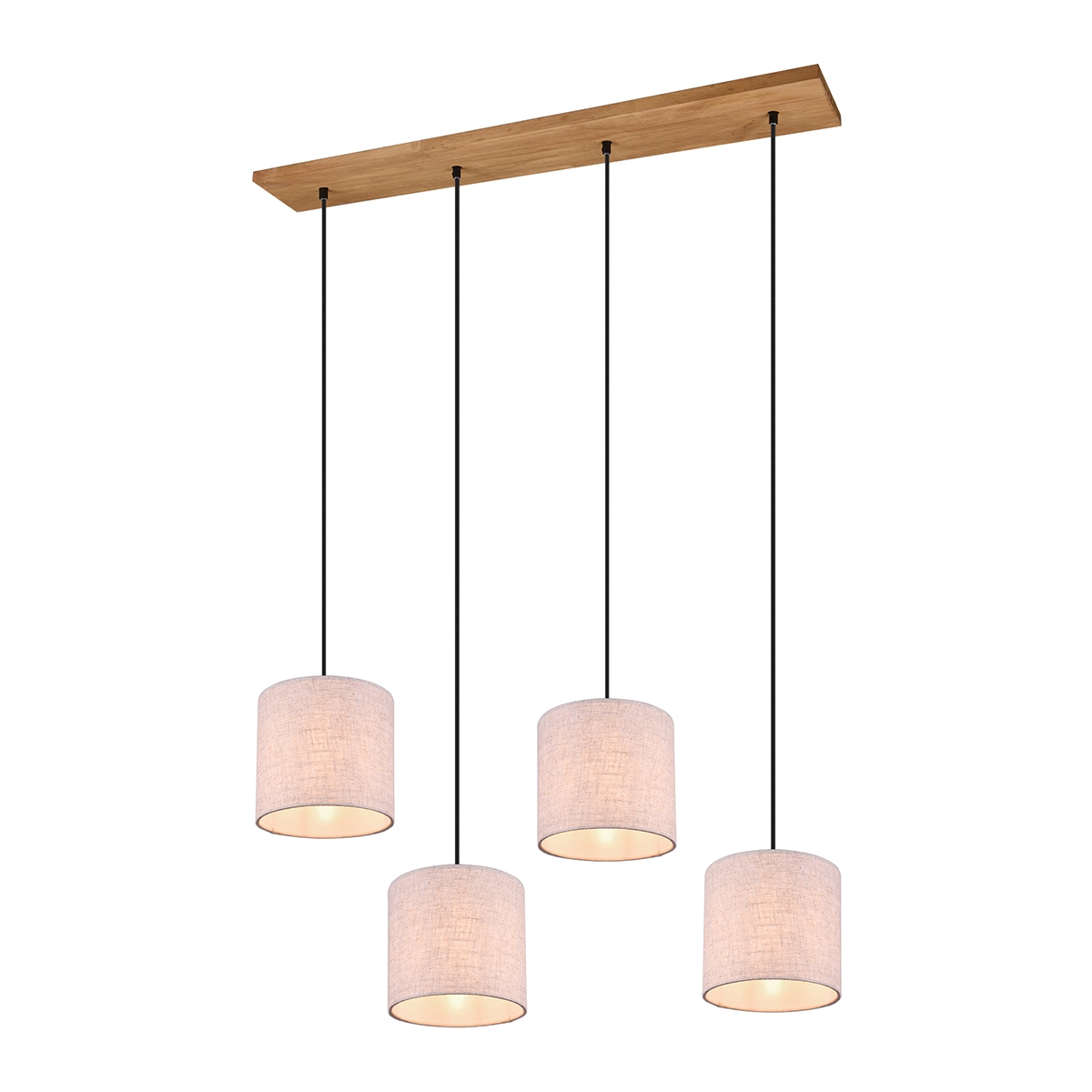 Hängelampe aus Holz mit 4 Stoffschirmen Shvid