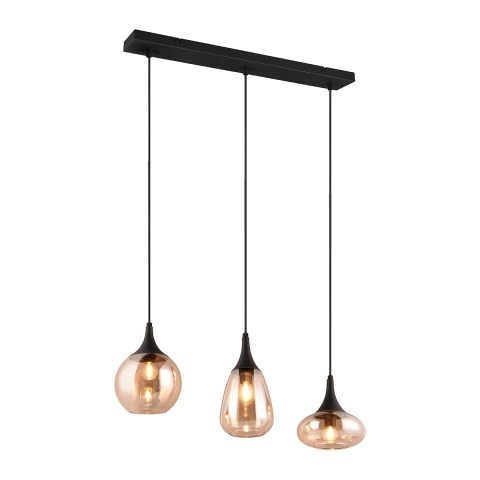 Pendelleuchte Küchentheke 3 Lichter aus Bernstein-Glas Tepuk Aktion