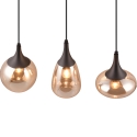 Pendelleuchte Küchentheke 3 Lichter aus Bernstein-Glas Tepuk Verkauf
