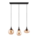 Pendelleuchte Küchentheke 3 Lichter aus Bernstein-Glas Tepuk Angebot
